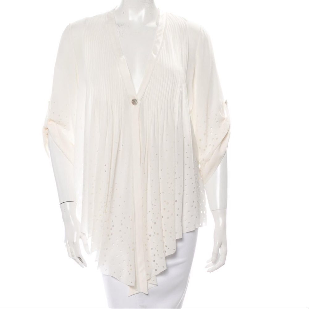 NEW ELIZABETH AND JAMES 100% Silk Pleated Top - Picture 6 of 8